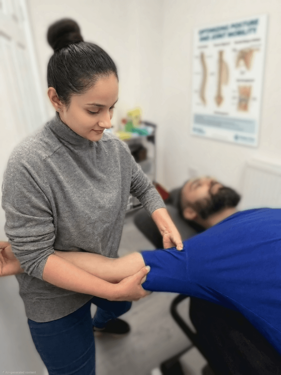 Sports-injury treatment to a patient's arm and elbow