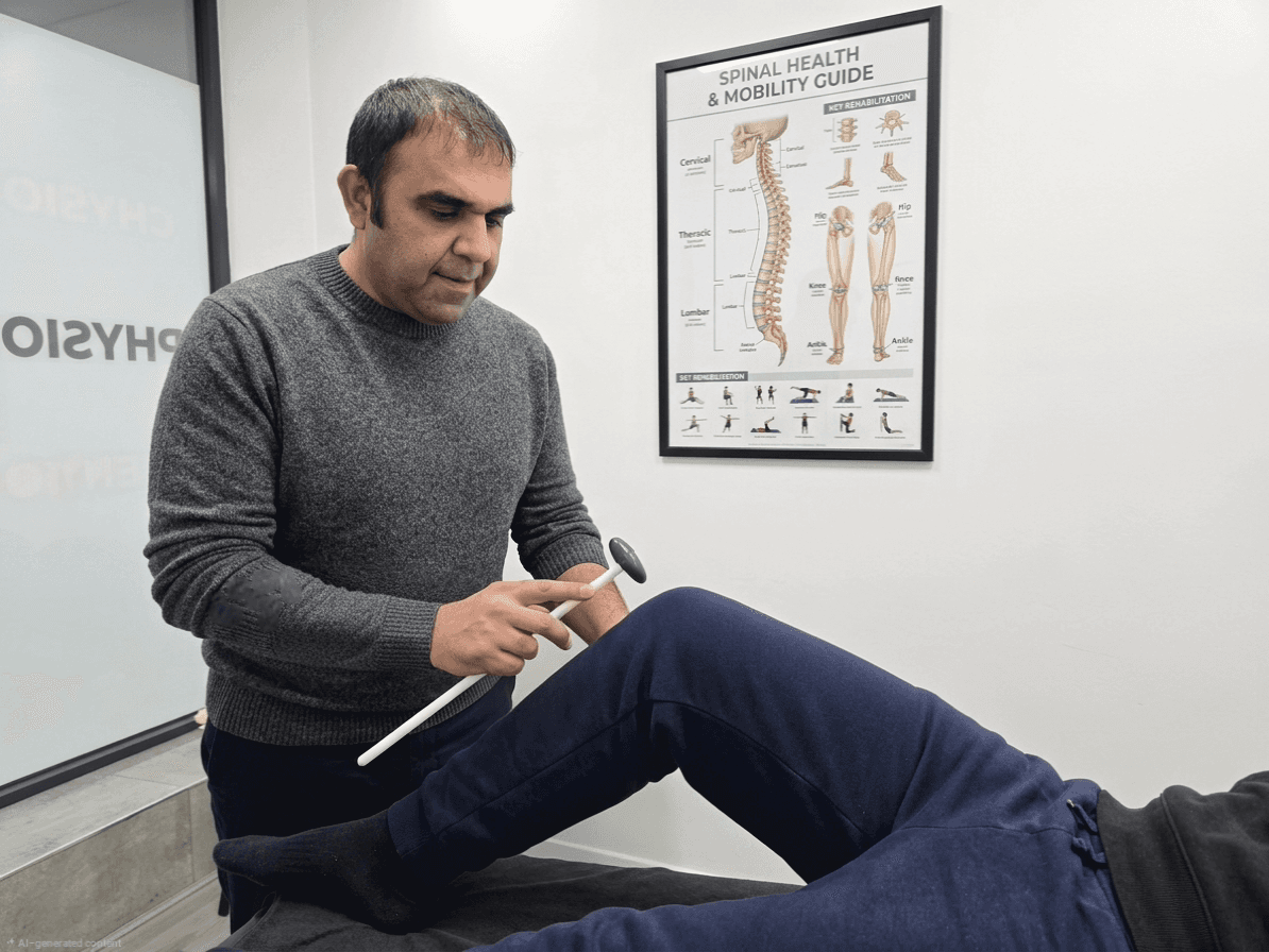 Practitioner performing a knee examination at Innate Healthcare