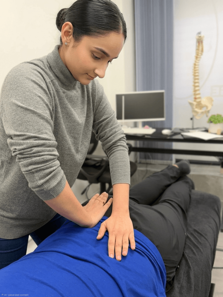 Patient receiving spinal assessment in the Innate Healthcare clinic